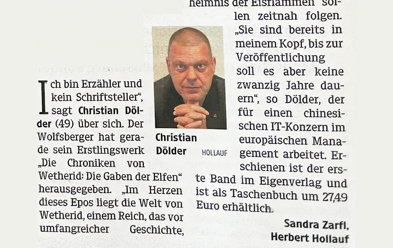 Newspaper article Kleine Zeitung Christian Dölder Fantasy