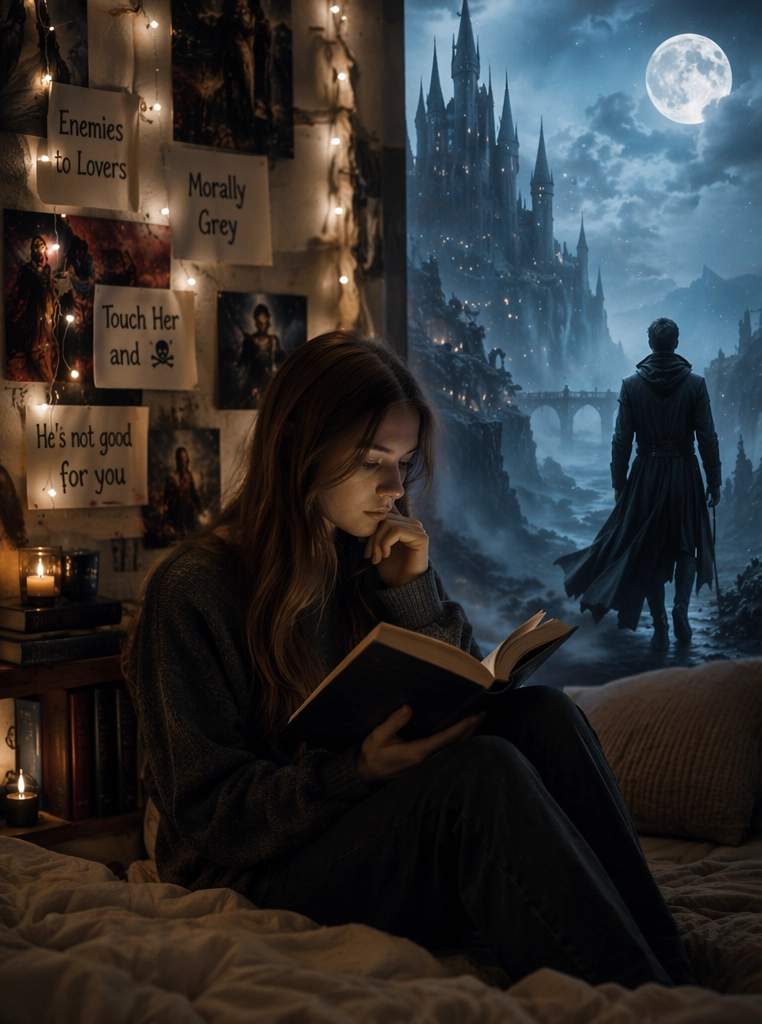 Romantasy-Kritik: Bücher, Rosen und eine Krone als Symbole der aktuellen Trendwelle