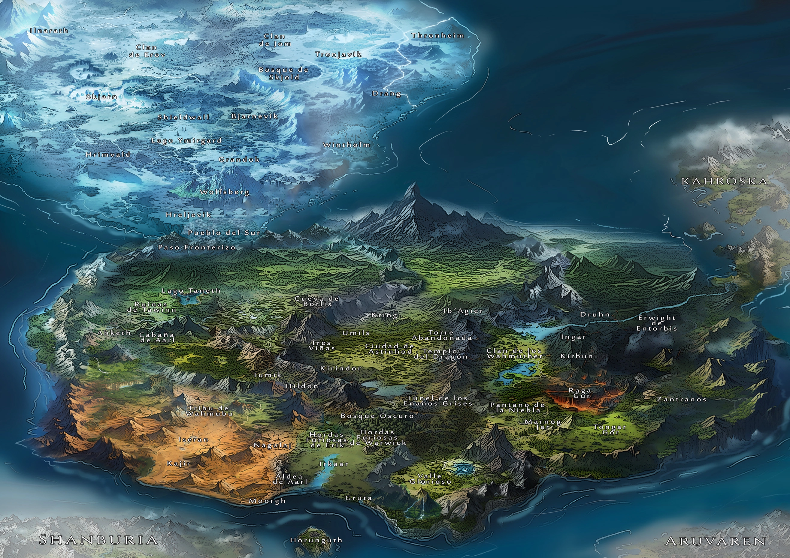 Mapa del mundo de Los Guardianes de los Siete Artefactos